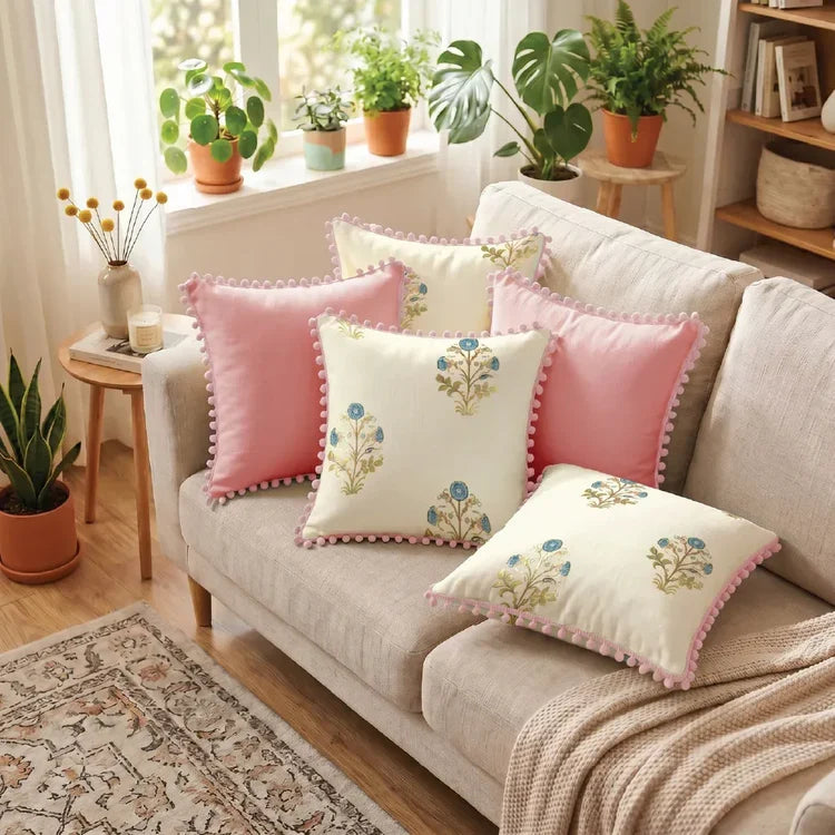 Cotton Cushion Covers for Sofa and Diwan Pillow Covers (Aztec & Set of 5