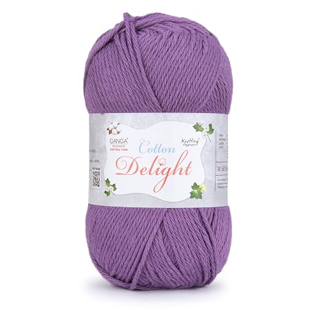 Ganga Acrowools Cotton Delight, Dk Weight Cotton Yarn, Oekotex Class L Certified 100G, 169M (Stonewall Brown)