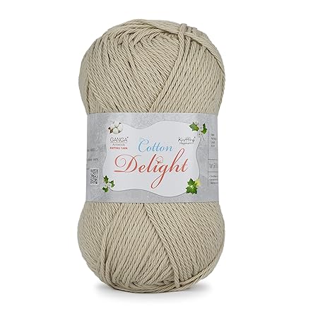 Ganga Acrowools Cotton Delight, Dk Weight Cotton Yarn, Oekotex Class L Certified 100G, 169M (Stonewall Brown)