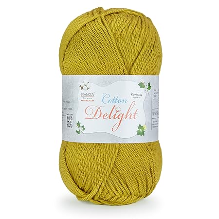 Ganga Acrowools Cotton Delight, Dk Weight Cotton Yarn, Oekotex Class L Certified 100G, 169M (Stonewall Brown)