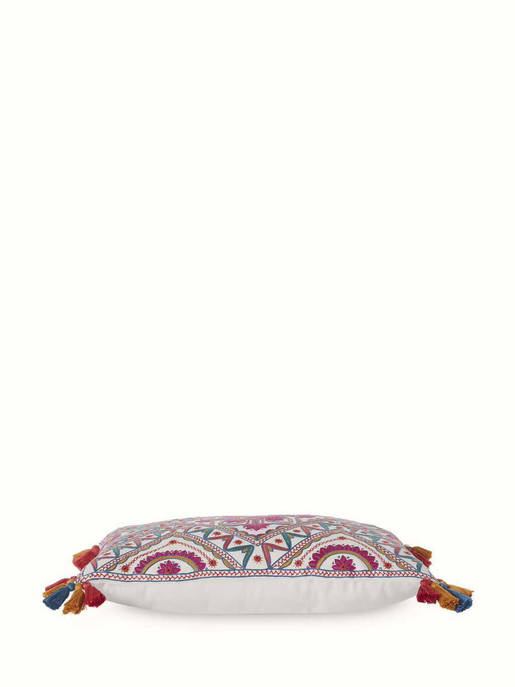 Varna Multicolor All-over Cotton Pakko Hand Embroidered Cushion Cover