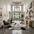 Modern Abstract Textured Carpet with Overlapping Geometric Forms