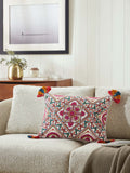 Varna Multicolor All-over Cotton Pakko Hand Embroidered Cushion Cover